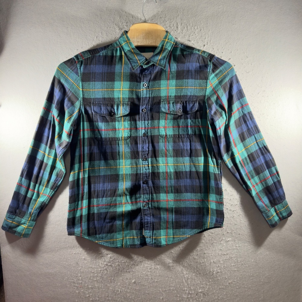 3060 | American Eagle Classic Fit Plaid Flannel Button Down Shirt Teal Men L
